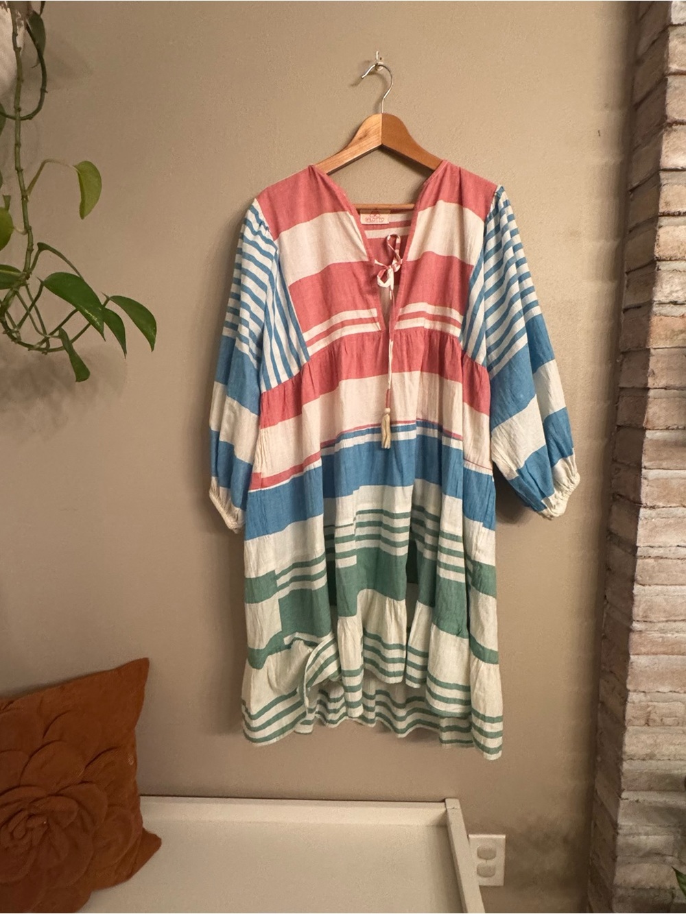 SALOTTO Striped Multicolor Caftan Dress